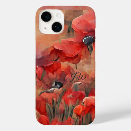 Papoilas vermelhas pareadas e texto personalizado