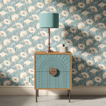 Papoula Vintage em creme azul bege enferrujado