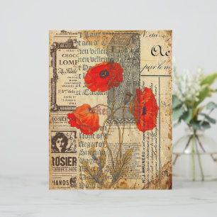 Papoulas em papel de jornal para journal scrapbook