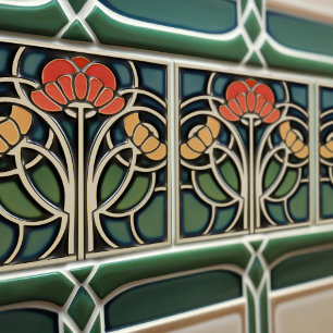 Papoulas Vermelhas Arte Deco Decoração de Parede F