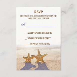 par de cartões RSVP de casamento de praia de estre