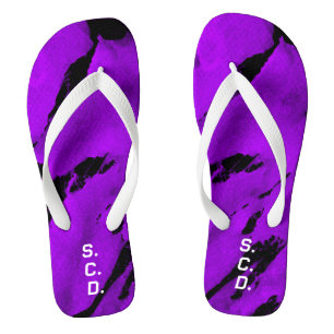 Par de Chinelos Personalizados Roxo Preto Brilhant