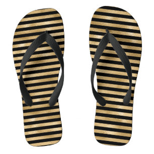 Par de Chinelos Preto e Dourado para Meninas