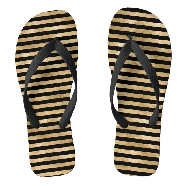 Par de Chinelos Preto e Dourado para Meninas (Pé da cama)