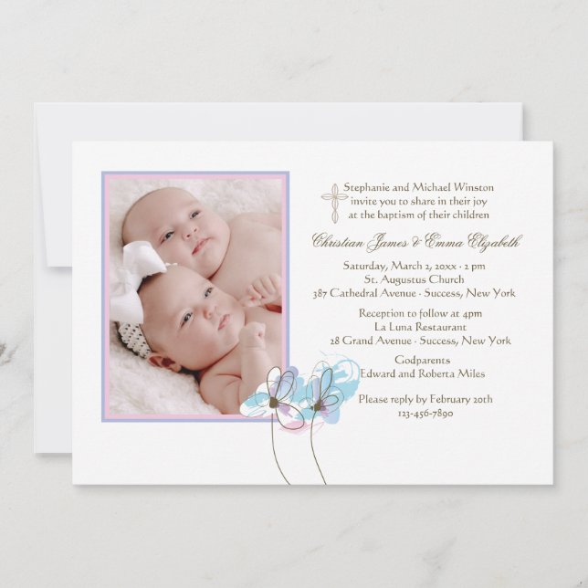 Par de Flores Convite Fotográfico Religioso (Frente)