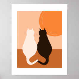Par de Gato Preto e Branco - Decoração de Parede d