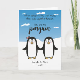 Par de Pinguins Fofos, Cartão do Dia dos Namorados