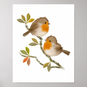 Par de Robin Birds Poster Impressão