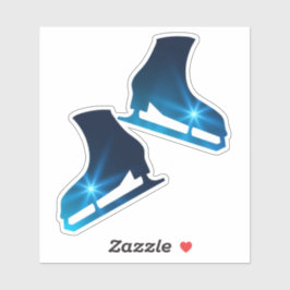 Par de skates de gelo adesivo figura estrela azul