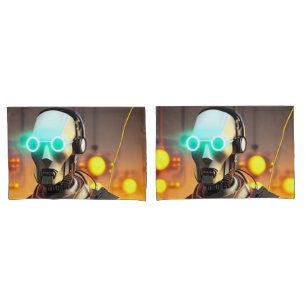 Par de travesseiros padrão de cinza Robot 2