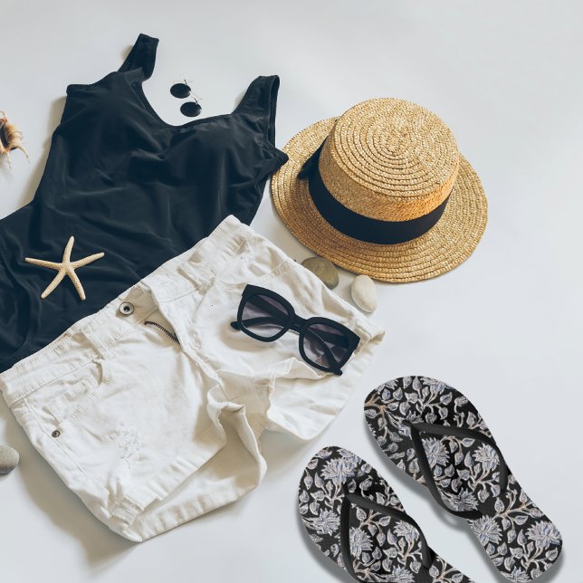 Par Floral Preto Escuro de Chinelos (Criador carregado)