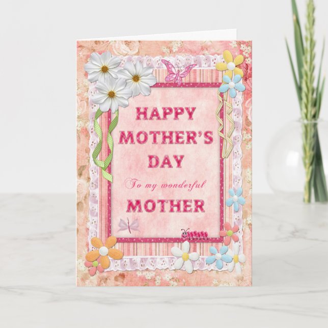 Para a mãe, um cartão de Dia de as mães de artesan (Frente)