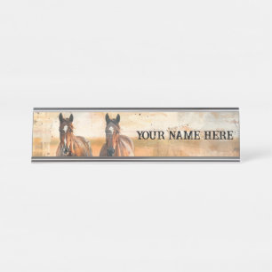 Para a mesa de cavalos selvagens ou a placa de nom