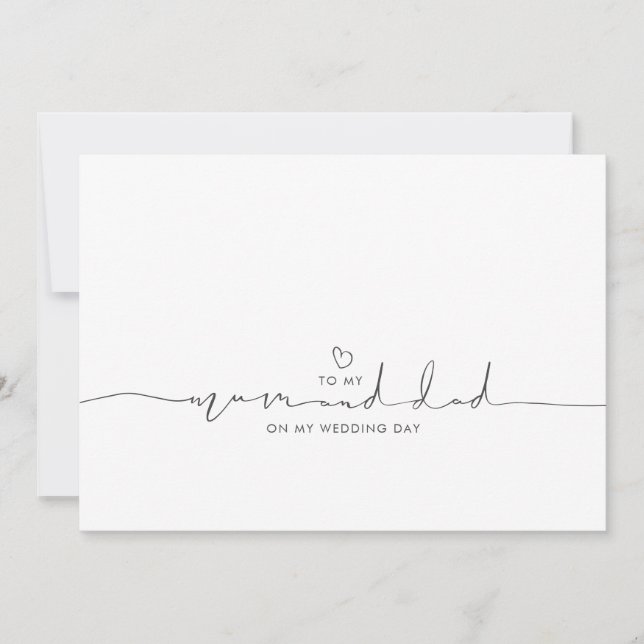 Para a minha Mãe e Pai no meu dia de casamento (Frente)