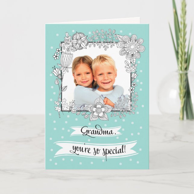 Para a vovó no Dia de as mães. Cartão com fotos Pe (Frente)