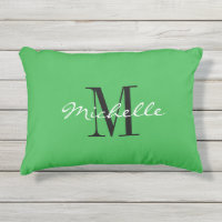 Almofada de jardim verde com monograma de nome ele