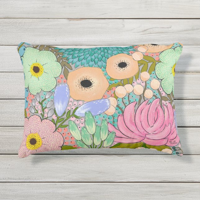 Para Ambientes Externos Arte Botânica Floral Impressão Fora da Almofada (Frente)