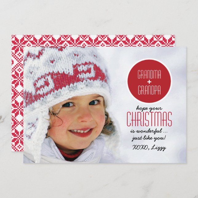 Para avós em Cartões com fotos de Natal (Frente/Verso)