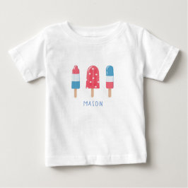 Para Bebê 4 de julho Camiseta azul-branca-escamuflada-azul-e