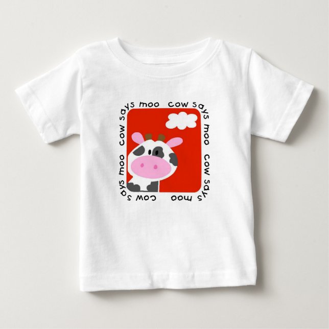 Para Bebê A vaca diz o camiseta e os presentes do MOO (Frente)