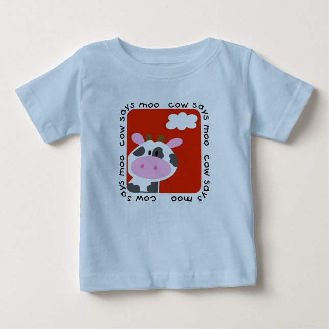Para Bebê A vaca diz o camiseta e os presentes do MOO (Frente)