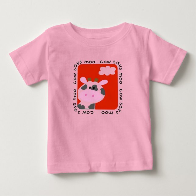 Para Bebê A vaca diz o camiseta e os presentes do MOO (Frente)