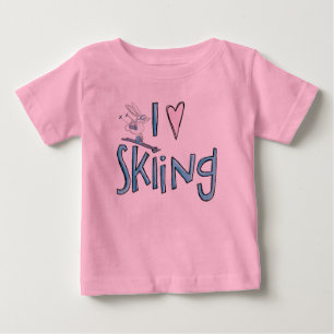 Para Bebê Adorei esquiar crianças camiseta esquiadora boniti