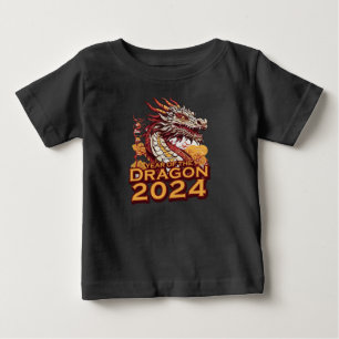 Para Bebê Ano do Dragão 2024 - Camiseta negra bebê, Dragão