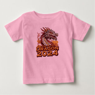 Para Bebê Ano do Dragão 2024 - Camiseta rosa-bebê, Dragão