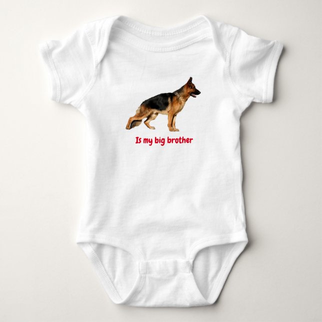 Para Bebê Baby body suit with German Shepherd "big brother" (Frente)