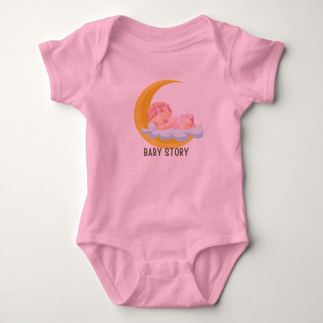 Para Bebê Baby Story Sleeping into the Moon Baby body suits (Frente)