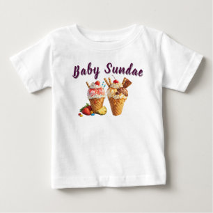 Para Bebê Baby Sundae Camiseta Personalizada de Sorvete F
