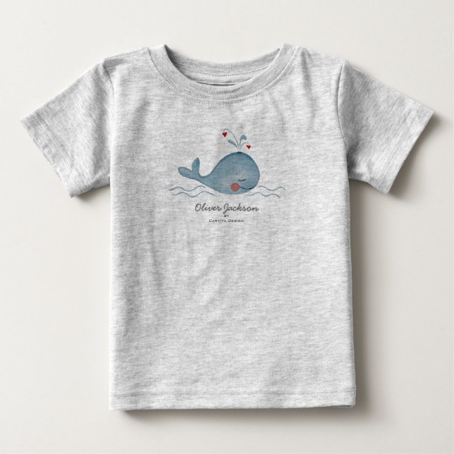 Para Bebê Baleia do Mar de Cute | Baby Boy | Camiseta (Frente)