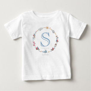 Para Bebê Baleia do Mar Monograma   Baby Boy   Camiseta
