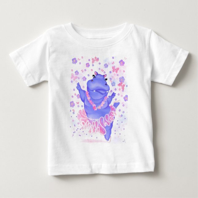 Para Bebê Ballerina Hippo Balé Dancer Engraçado Camiseta Beb (Frente)