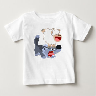Para Bebê Bela caricatura de ovelha e camiseta de lobo