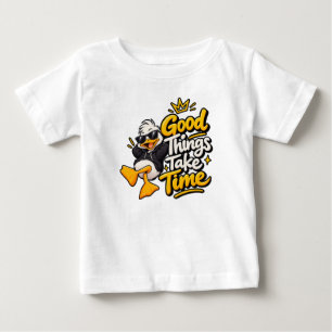 Para Bebê Boas Coisas Levam Tempo Camiseta Desi Funny Cool D
