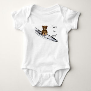 Para Bebê Body bebé branco “Born to surf” com nounours