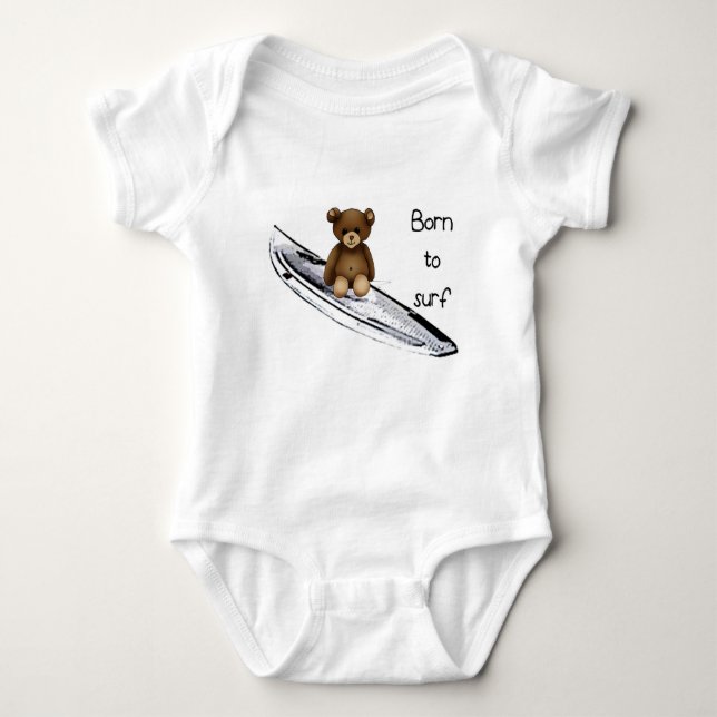 Para Bebê Body bebé branco “Born to surf” com nounours (Frente)