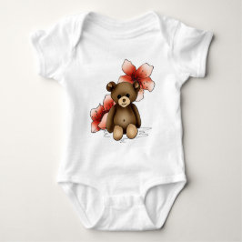 Para Bebê Body bebé branco com nounours e flores cerejeira
