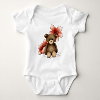 Para Bebê Body bebé branco com nounours e flores cerejeira