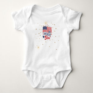 Para Bebê Body Bodysuit Fogo de Artifício Menina Americana