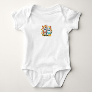 Para Bebê Body com Design de Gatos Fofos