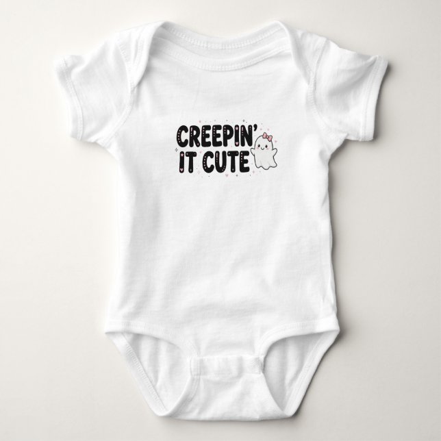 Para Bebê Body Creepin It Cute | Fantasma Bonito de Hallowee (Frente)