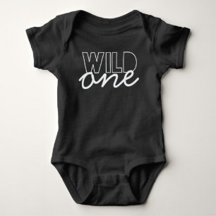 Para Bebê Body de aniversário de um ano Wild One em azul mar