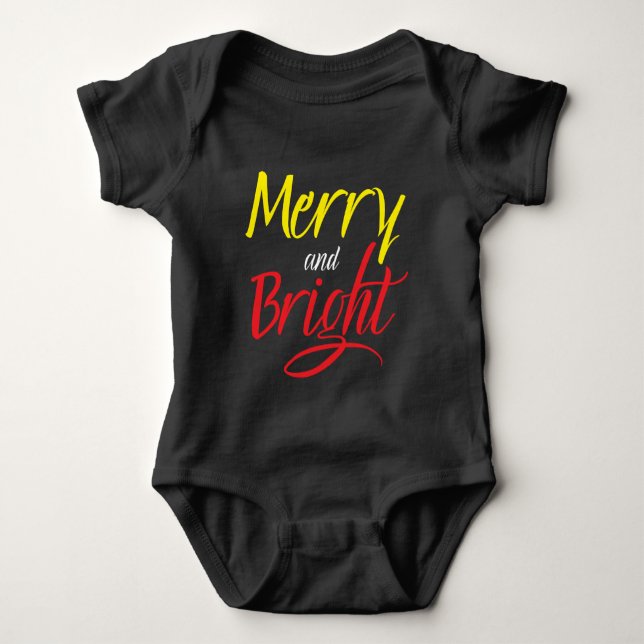 Para Bebê Body de Bebê: Alegre e Radiante (preto) (Frente)