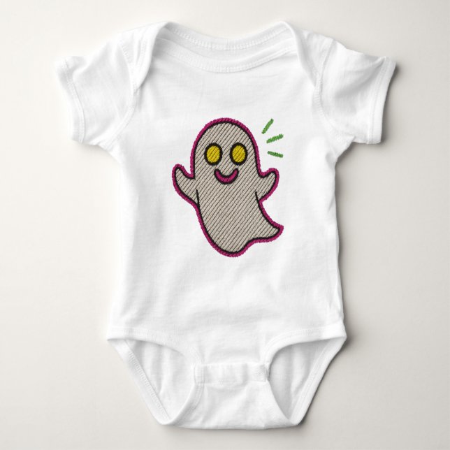 Para Bebê Body de bebé con fantasma bordado – diseño diverti (Frente)