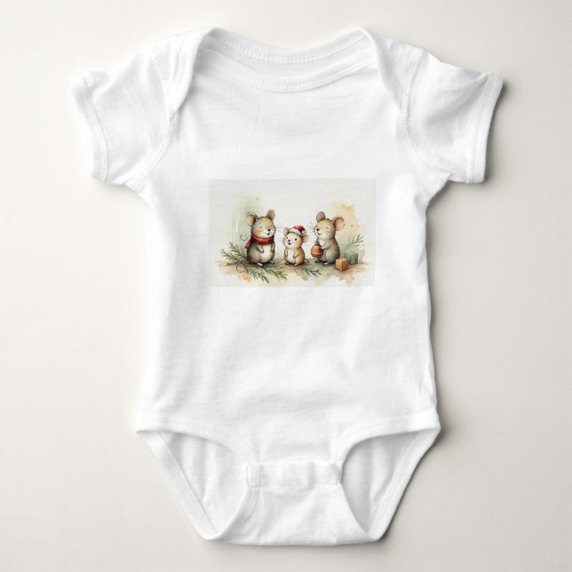 Para Bebê Body de Bebê: Três ratinhos doces (Frente)