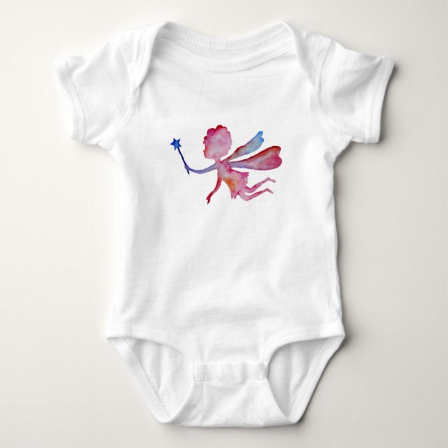 Para Bebê Body de Jersey com Desenho de Fada em Aquarela (Frente)