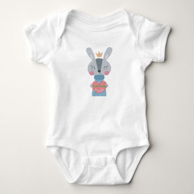 Para Bebê Body de Jersey Queen Bunny Baby (Frente)